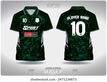 green digital military pattern design, illustration, textile background for sports t-shirt, football jersey shirt mockup for football club. consistent front view