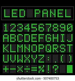 Green digital squre led font display with sample panel