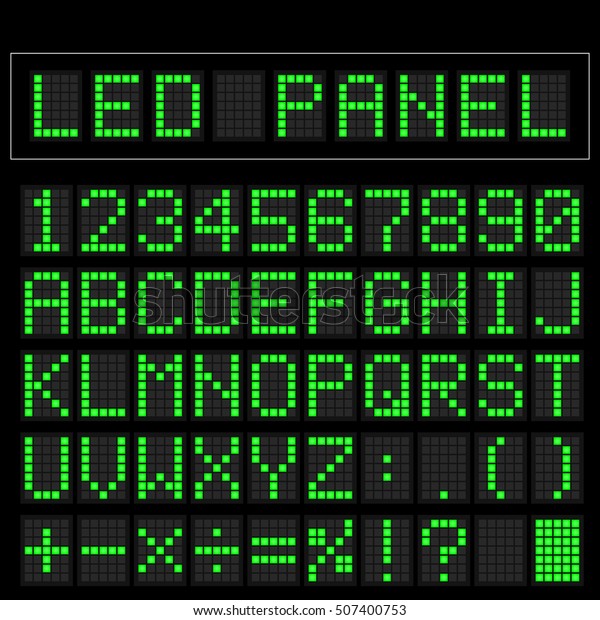 Green\
digital squre led font display with sample\
panel