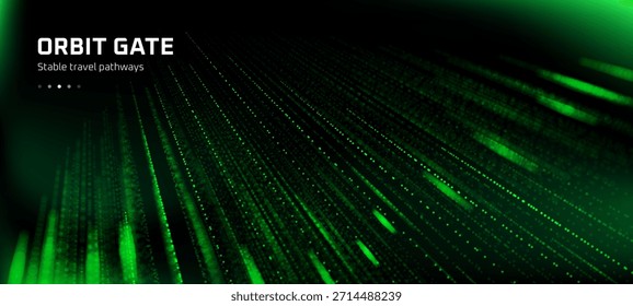 Corriente digital verde sobre fondo negro. Concepto de flujo de datos. Gráficos para video Abstractas de tecnología de la información surgen para la presentación de la red digital.