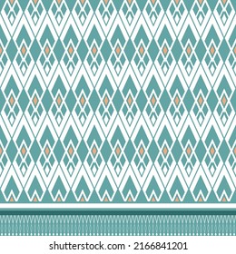Diseño Textil Digital Verde Borde Motivos de borde geométricos y de color étnico Diseño con una decoración de borde sin fisuras y de estilo étnico para impresiones textiles