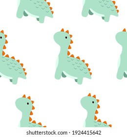 green dino mite pattern on white background. cartoon style.