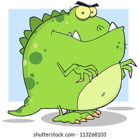 Green Dinosaur Cartoon Character