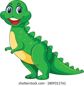 Green Dinosaur cartoon vector art and illustration
