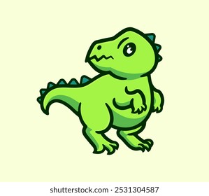 Green Dinosaur Cartoon Vector Illustration for Kids and Decoration Cute Character Cartoon Illustration