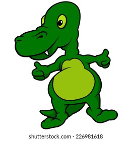 Green Dinosaur - Colored Cartoon Illustration, Vector