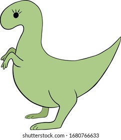 Green dinosaur. Design for cards, books, wallpapers. Cartoon color vector illustration.