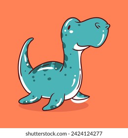 Green dinosaur hand-drawn element vector illustration