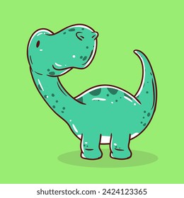Green dinosaur hand-drawn vector illustration