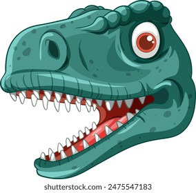 Green dinosaur head with sharp teeth