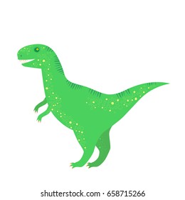 Green dinosaur isolated on white. Tyrannosaurus icon.