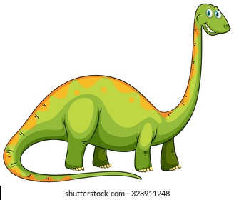 Green dinosaur with long neck illustration