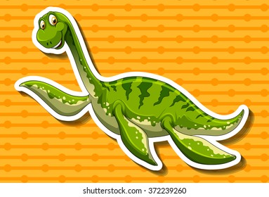 Green dinosaur with long neck illustration