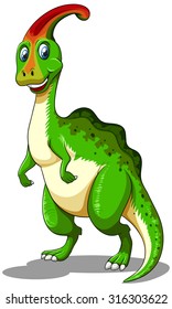 Green dinosaur looking happy illustration