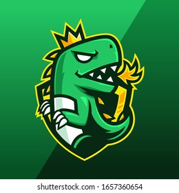 green Dinosaur mascot logo design