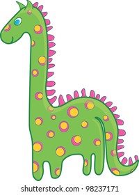 Green dinosaur with a pink and yellow spots