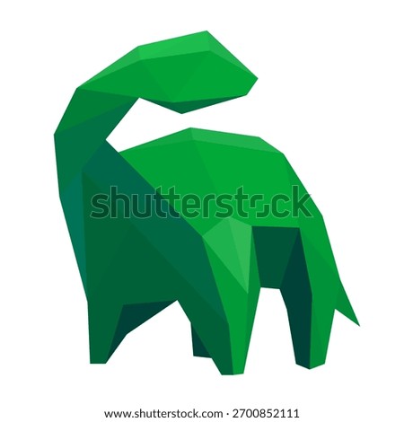 Green dinosaur of polygons on white background