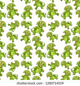 Green dinosaur seamless pattern illustration