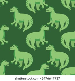 Green dinosaur seamless pattern illustration