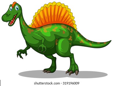Dinosaurio verde con ilustración de dientes afilados