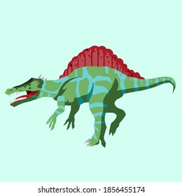 
Green dinosaur. Spinozavar. children's illustration