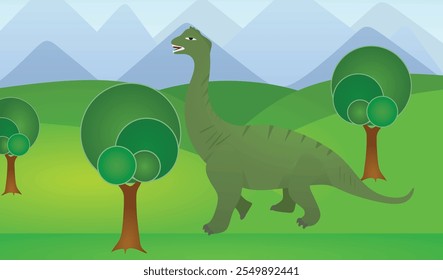 Green dinosaur standing. vector illustration