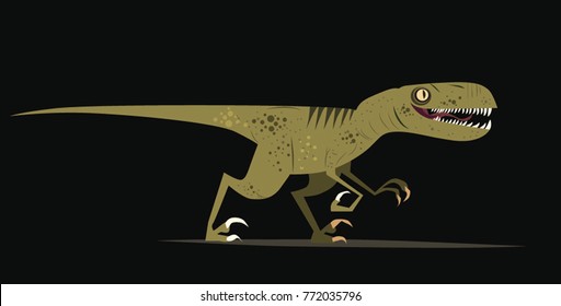 green Dinosaur tyrannosaur vectorus rex half face profile vector cartoon predator character black background