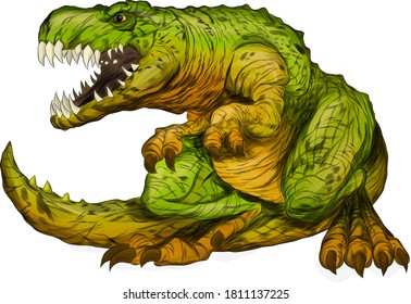 green dinosaur Tyrannosaurus angry reptile