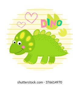 Green dinosaur vector illustration. Dinosaur