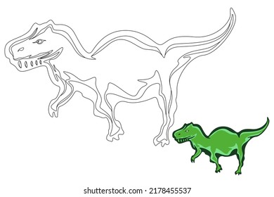 Green dinosaur vector illustration in cartoon style. Suitable for children's drawing books