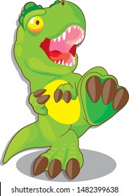 Green dinosaur vector running action