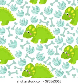 Green Dinosaur vector seamless pattern. Dinosaur design
