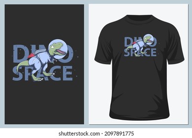 Green dinosaur wearing astronaut suit dreams of flying into space. t shirt and sticker