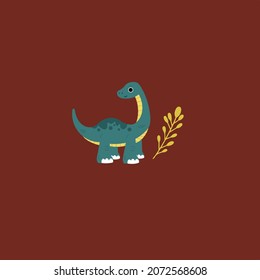 green dinosaur with yellow branch on red background