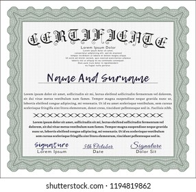 Green Diploma. With background. Detailed. Perfect design. 