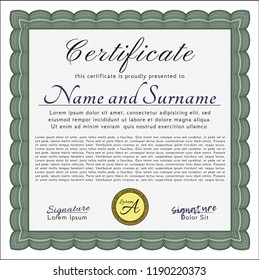 Green Diploma or certificate template. Artistry design. Customizable, Easy to edit and change colors. With complex linear background. 