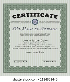  Green Diploma or certificate template. With background. Nice design. Detailed. 