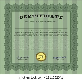 Green Diploma or certificate template. With background. Nice design. Customizable, Easy to edit and change colors. 