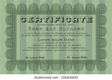 Green Diploma or certificate template. With background. Customizable, Easy to edit and change colors. Artistry design. 