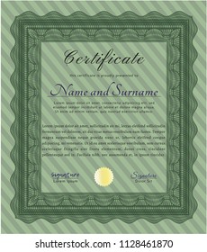 Green Diploma or certificate template. Beauty design. With quality background. Detailed. 