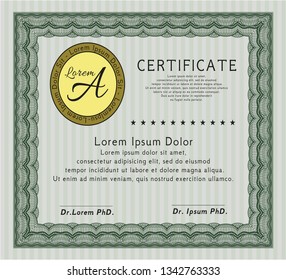 Green Diploma or certificate template. Beauty design. Customizable, Easy to edit and change colors. With guilloche pattern. 