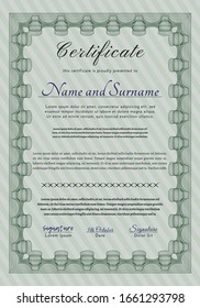 Green Diploma or certificate template. Beauty design. Customizable, Easy to edit and change colors. Complex background. 