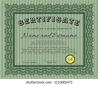 Green Diploma or certificate template. Customizable, Easy to edit and change colors. With complex background. Superior design. 