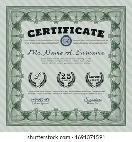 Green Diploma or certificate template. Printer friendly. Customizable, Easy to edit and change colors. Perfect design. 