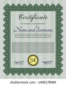 Green Diploma or certificate template. With quality background. Lovely design. Customizable, Easy to edit and change colors. 