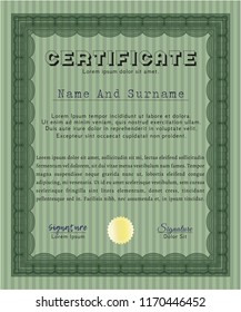Green Diploma or certificate template. Superior design. With quality background. Detailed. 