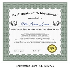 Green Diploma or certificate template. Superior design. Complex background. Customizable, Easy to edit and change colors. 