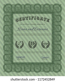 Green Diploma. With complex background. Cordial design. Customizable, Easy to edit and change colors. 