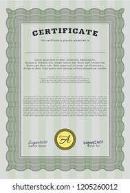 Green Diploma. Complex background. Customizable, Easy to edit and change colors. Perfect design. 