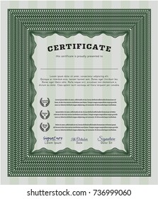 Green Diploma. Complex background. Lovely design. Detailed. 